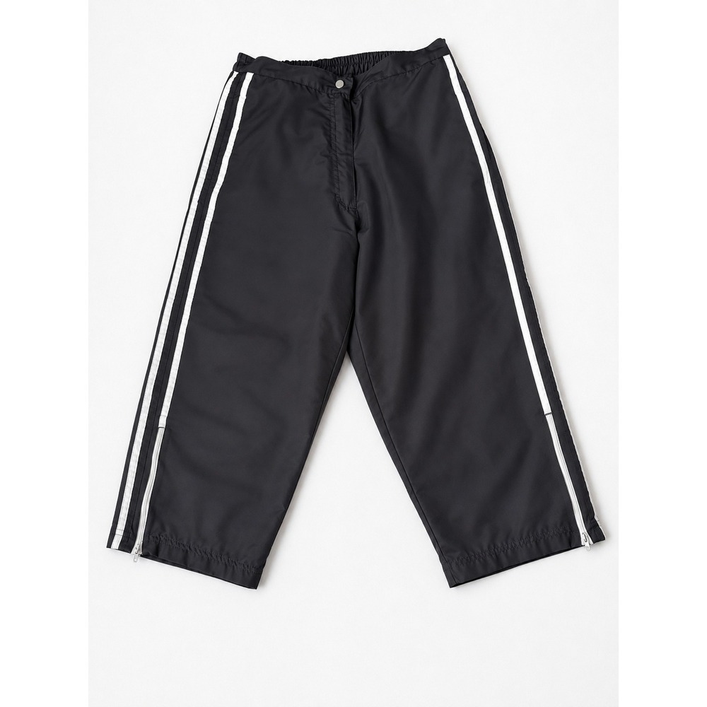 Athletic Works Women's Medium Black Track Pants White Stripe Ankle Zip
